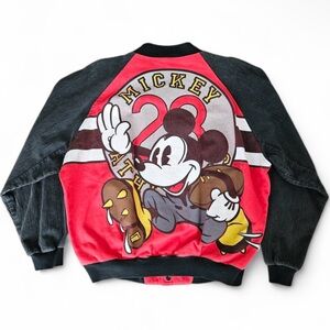 Vintage Disney Mickey Mouse Varsity Football Corduroy Jacket Adult Size Large
